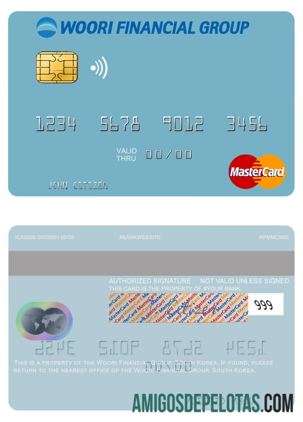 Coreia do Sul Woori Financial Group Mastercard modelo